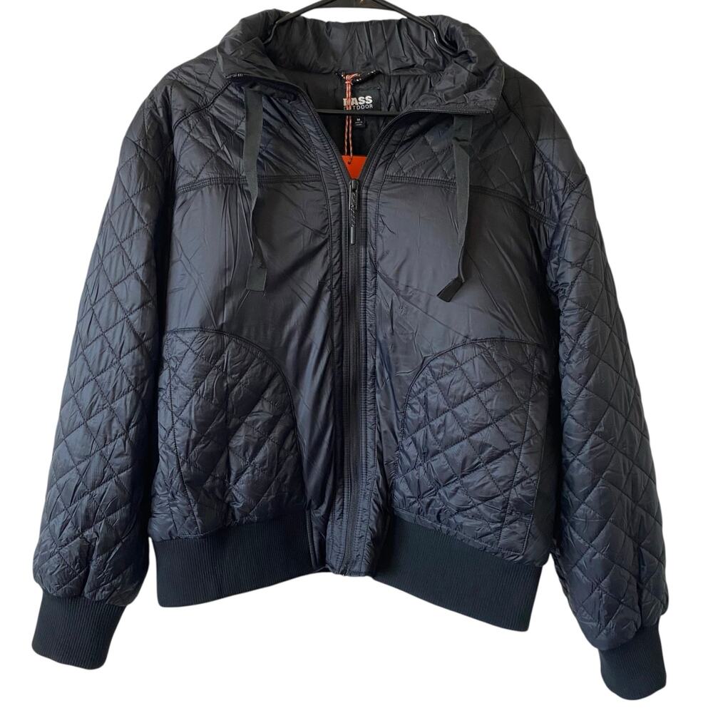 NEW BASS OUTDOOR Women's Quilted Bomber Jacket Black Size Medium Zip Front